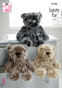 Knitting Pattern: Mummy, Daddy and Baby Bears in Luxury Faux Fur Yarn