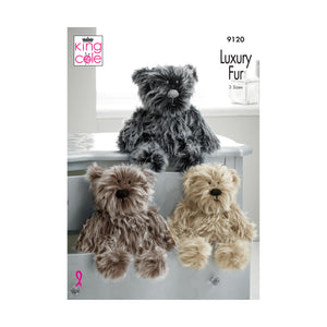 SALE: Knitting Pattern: Mummy, Daddy and Baby Bears in Luxury Faux Fur Yarn