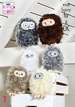 Load image into Gallery viewer, Knitting Pattern: Baby Owls in King Cole Luxury Faux Fur Yarn
