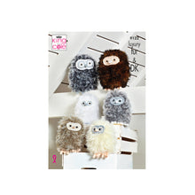 Load image into Gallery viewer, Knitting Pattern: Baby Owls in King Cole Luxury Faux Fur Yarn
