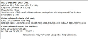 Knitting Pattern: Baby Owls in King Cole Luxury Faux Fur Yarn