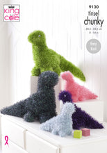 Load image into Gallery viewer, Knitting Kit: Dinosaur Toy in Green Tinsel Yarn
