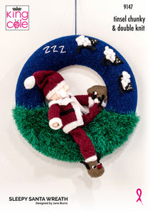 Knitting Pattern: Sleepy Santa Christmas Wreath