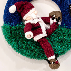 Knitting Pattern: Sleepy Santa Christmas Wreath