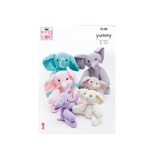 Knitting Pattern: Elephants in King Cole Yummy Yarn
