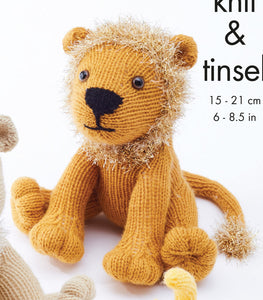 Knitting Pattern: Lion Family in DK and Tinsel Yarn