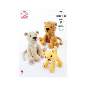 Knitting Pattern: Lion Family in DK and Tinsel Yarn
