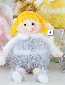 Knitting Pattern: Christmas Angels in Tinsel Chunky and DK Yarn