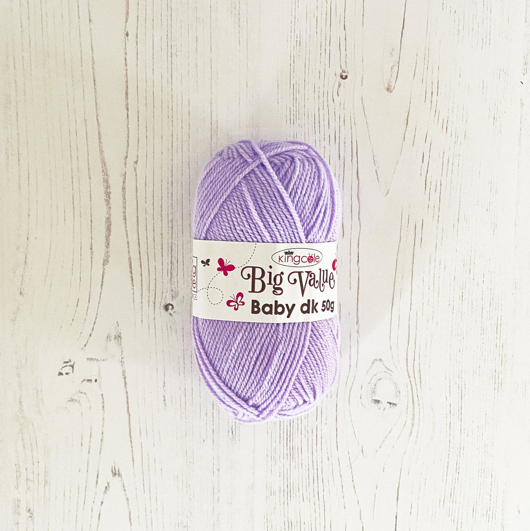 DK Yarn: King Cole Big Value Baby DK, Lilac, 50g