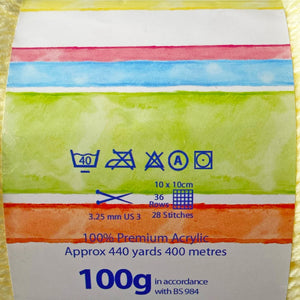4 Ply Yarn: King Cole Big Value Baby, Primrose, 100g