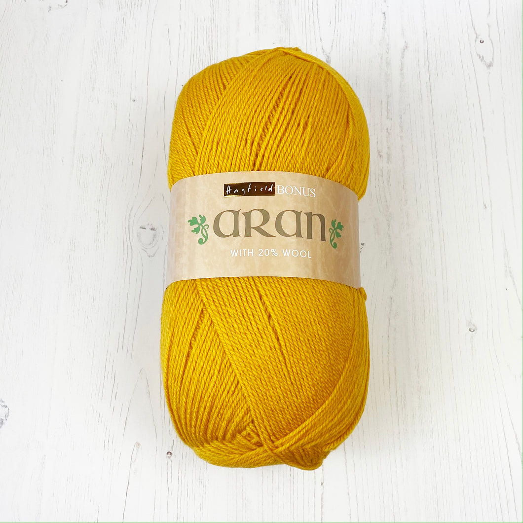 Aran Yarn: Mustard Hayfield Bonus Aran with Wool, 400g