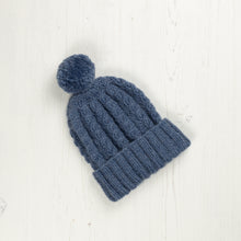 Load image into Gallery viewer, Pattern + Yarn: Six Hats in Denim Blue Aran Yarn for Ages 1-9 years
