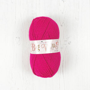 Chunky Yarn: Big Value Chunky in Bright Pink, 100g Ball