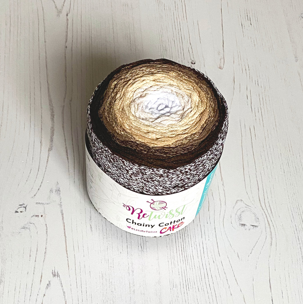 Yarn: Retwisst Recycled Chainy Cotton Cake Browns Five Colour Gradient, 250g