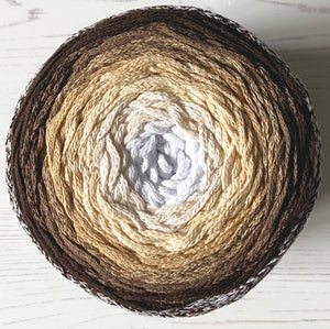 Yarn: Retwisst Recycled Chainy Cotton Cake Browns Five Colour Gradient, 250g