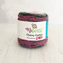 Load image into Gallery viewer, Yarn: Retwisst Recycled Chainy Cotton Cake Five Colour Gradient, Grey and Pink, 250g
