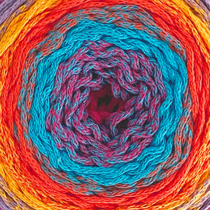Yarn: Retwisst Recycled Chainy Cotton Cake Bright Five Colour Gradient, 250g