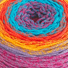 Load image into Gallery viewer, Yarn: Retwisst Recycled Chainy Cotton Cake Bright Five Colour Gradient, 250g
