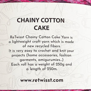 Yarn: Retwisst Recycled Chainy Cotton Cake Bright Five Colour Gradient, 250g