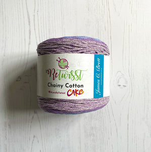 Yarn: Retwisst Recycled Chainy Cotton Cake Lilac Five Colour Gradient, 250g