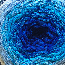 Load image into Gallery viewer, Yarn: Retwisst Recycled Chainy Cotton Cake Blues and Cream Five Colour Gradient, 250g
