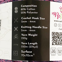Load image into Gallery viewer, Yarn: Retwisst Recycled Chainy Cotton Cake Five Colour Gradient, 250g

