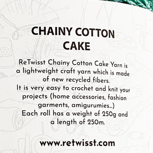 Yarn: Retwisst Recycled Chainy Cotton Cake Five Colour Gradient, Green and Yellow, 250g