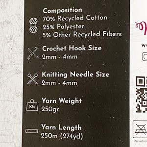 Yarn: Retwisst Recycled Chainy Cotton Cake Five Colour Gradient, Green and Yellow, 250g