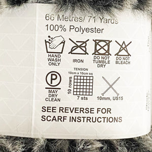Yarn: Chinchilla, Faux Fur, Black/Grey 100g