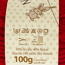 Load image into Gallery viewer, Aran Yarn: Red Comfort Aran Yarn, 100g
