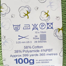 Load image into Gallery viewer, Sock Yarn: Cotton Socks 4 Ply in Green, 100g Ball
