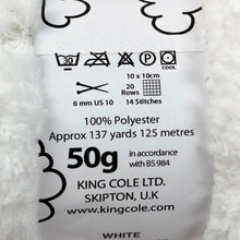 Load image into Gallery viewer, Chunky Yarn: Cuddles, White, 50g
