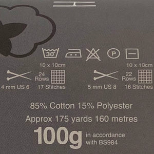Knitting Kit: Recycled Dish Cloth Cotton, Cream, 100g Ball with Free Pattern