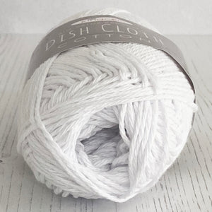 Knitting Kit: Recycled Dish Cloth Cotton, White, 100g Ball with Free Pattern and Bamboo Needles