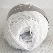 Load image into Gallery viewer, Knitting Kit: Recycled Dish Cloth Cotton, White, 100g Ball with Free Pattern and Aluminium Needles
