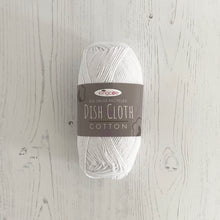 Load image into Gallery viewer, Knitting Kit: Recycled Dish Cloth Cotton, White, 100g Ball with Free Pattern and Aluminium Needles
