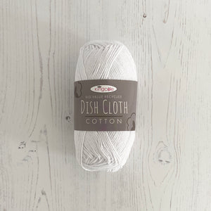 Knitting Kit: Recycled Dish Cloth Cotton, White, 100g Ball with Free Pattern and Aluminium Needles