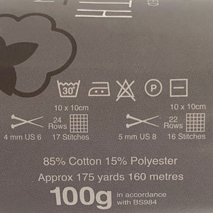 Knitting Kit: Recycled Dish Cloth Cotton, White, 100g Ball with Free Pattern and Aluminium Needles