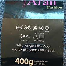 Load image into Gallery viewer, Aran Yarn: Dark Grey Fashion Aran with Wool, 400g

