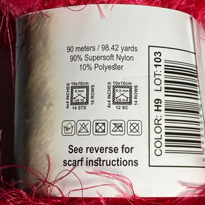 Yarn: Red Faux Fur Yarn, 100g