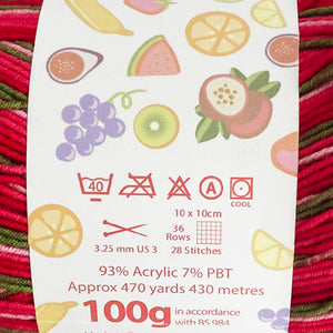 Sock Yarn: Footsie 4 Ply in Strawberry, 100g Ball