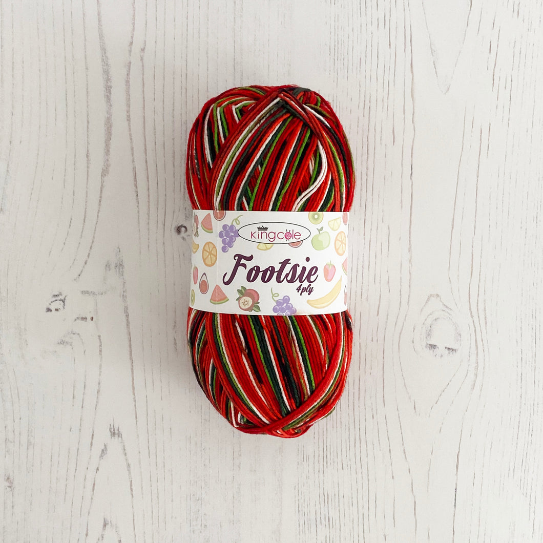 Sock Yarn: Footsie 4 Ply in Watermelon, 100g Ball