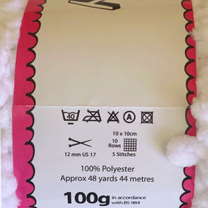 Chunky Yarn: Funny Yummy, White, 100g