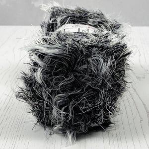 Yarn: Black Faux Fur Yarn, Badger, 100g