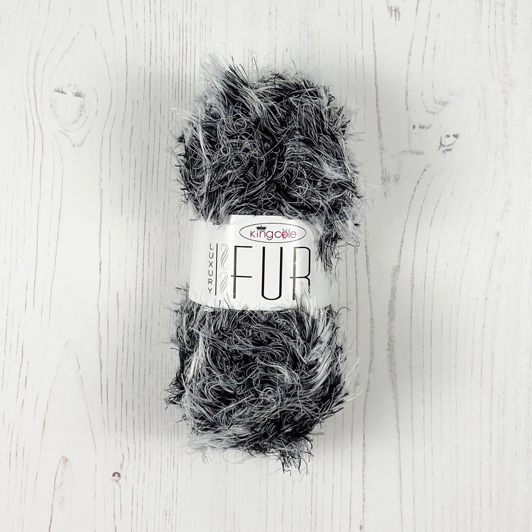 Yarn: Black Faux Fur Yarn, Badger, 100g