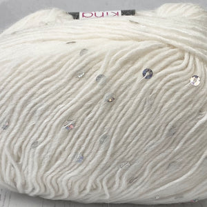 DK Yarn: Galaxy Sparkle Yarn in White with Silver Sequins, 50g