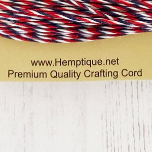Hemptique 100% Hemp Cord, 4 x 9.1m, 1mm wide. Colour: Americana