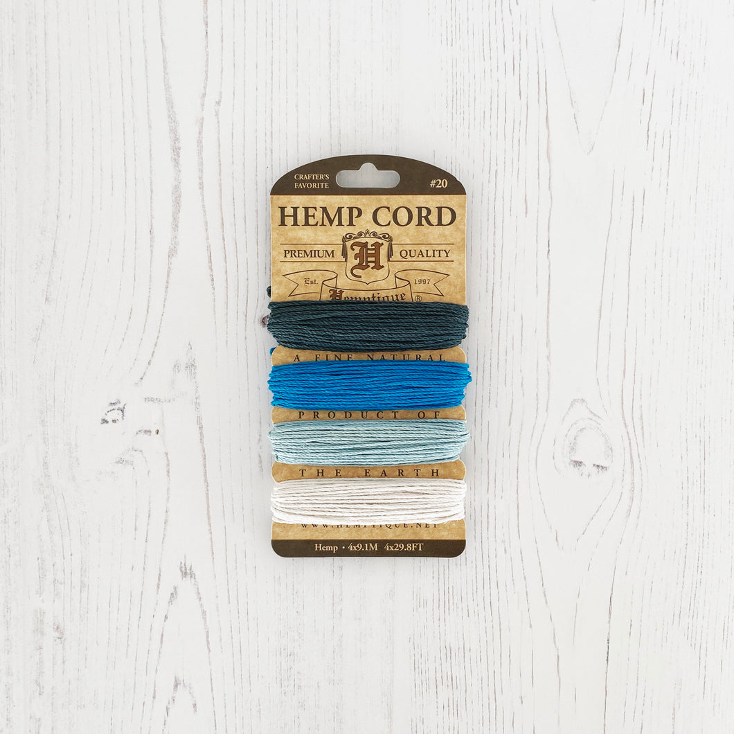 Hemptique 100% Hemp Cord, 4 x 9.1m, 1mm wide. Colour: Aquamarine