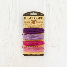 Load image into Gallery viewer, Hemptique 100% Hemp Cord, 4 x 9.1m, 1mm wide. Colour: Berry Bar
