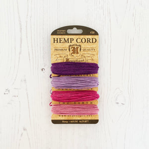 Hemptique 100% Hemp Cord, 4 x 9.1m, 1mm wide. Colour: Berry Bar